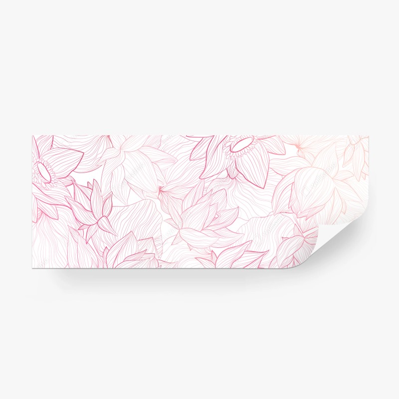 Carta da parati motivo floreale rosa a linee sottili