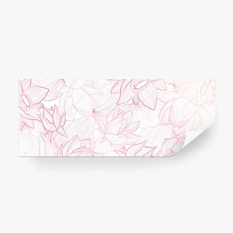 Carta da parati motivo floreale rosa a linee sottili