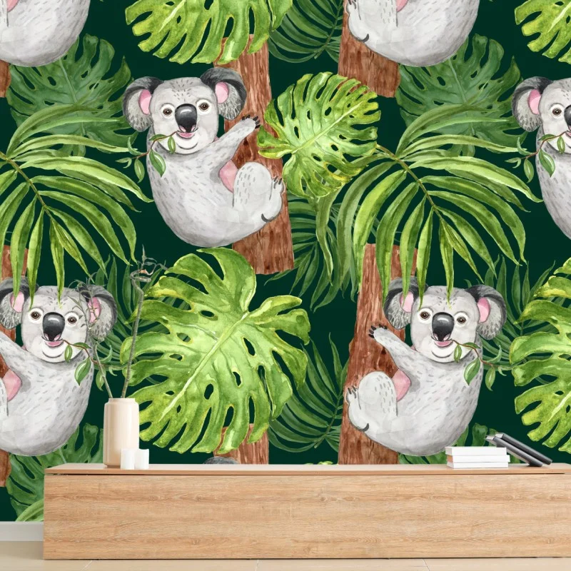 Carta da parati koala nella giungla tropicale