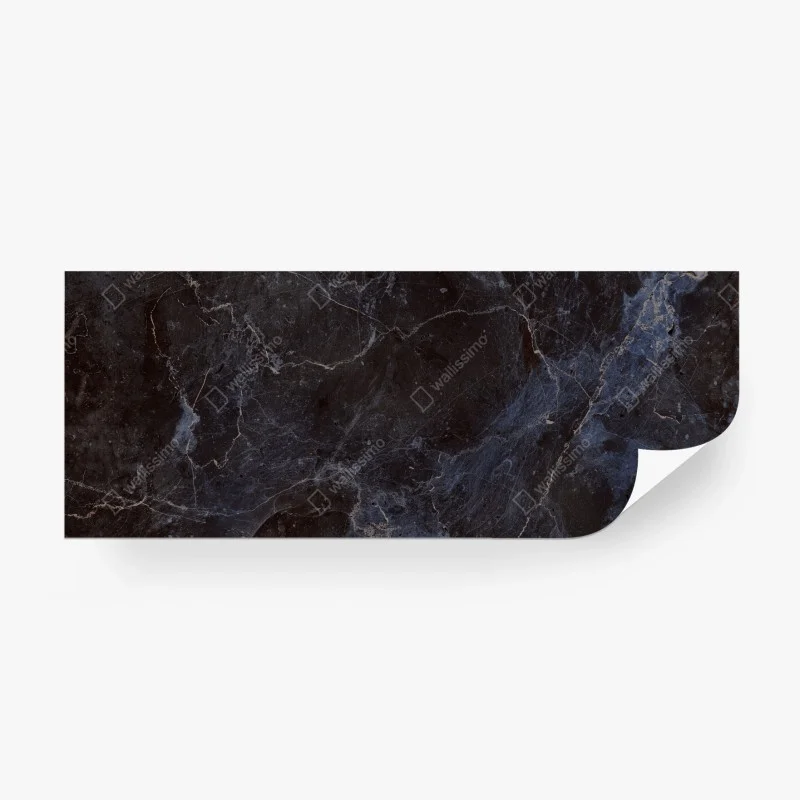 Carta da parati marmo nero venato con riflessi blu