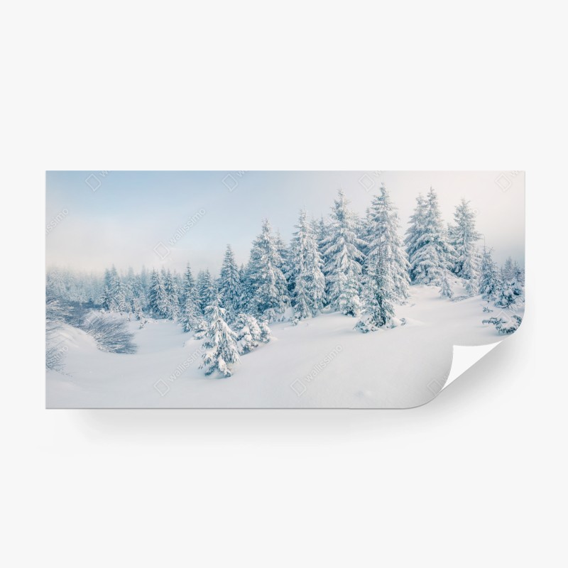 Carta da parati magico bosco innevato di montagna