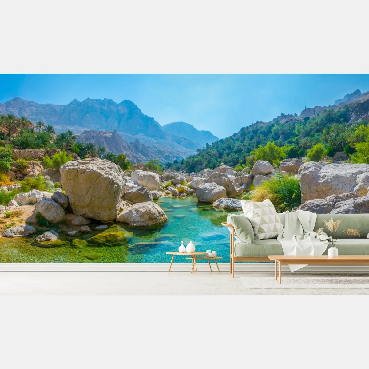 Carta da parati oasi rocciosa dalle acque turchesi • Wallissimo® Carta da parati oasi rocciosa dalle acque turchesi • Wallissimo®