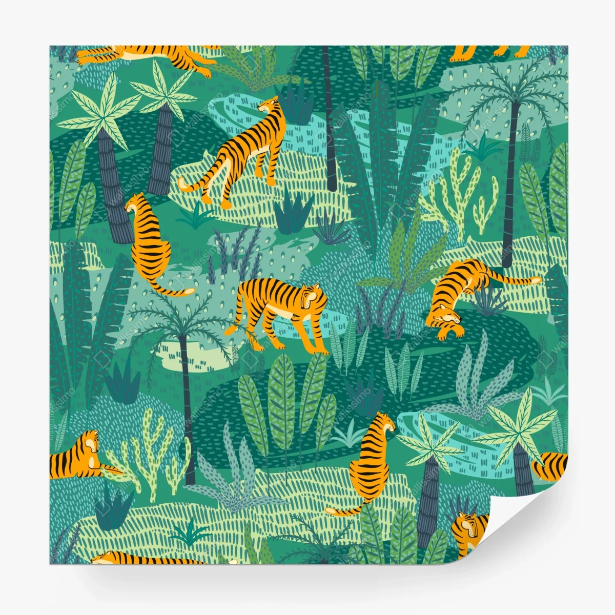 Carta da parati tigri nella giungla tropicale • Wallissimo® Carta da parati tigri nella giungla tropicale • Wallissimo®
