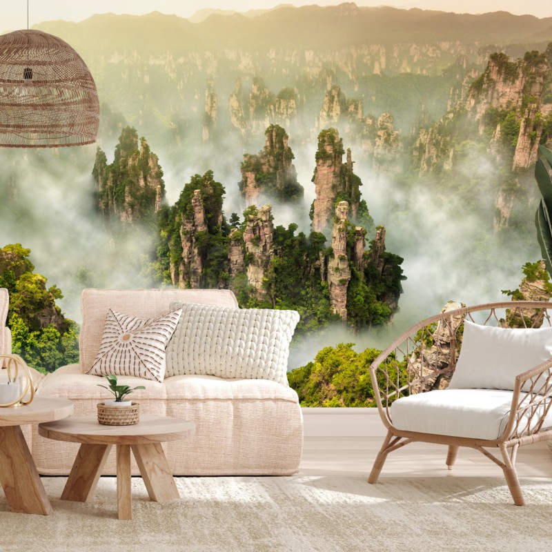 Carta da parati panorama mistico dei pinnacoli di Zhangjiajie