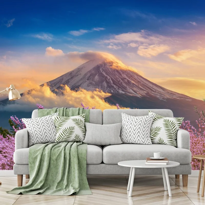 Carta da parati risveglio primaverile a Monte Fuji • Wallissimo® Carta da parati risveglio primaverile a Monte Fuji • Wallissimo®