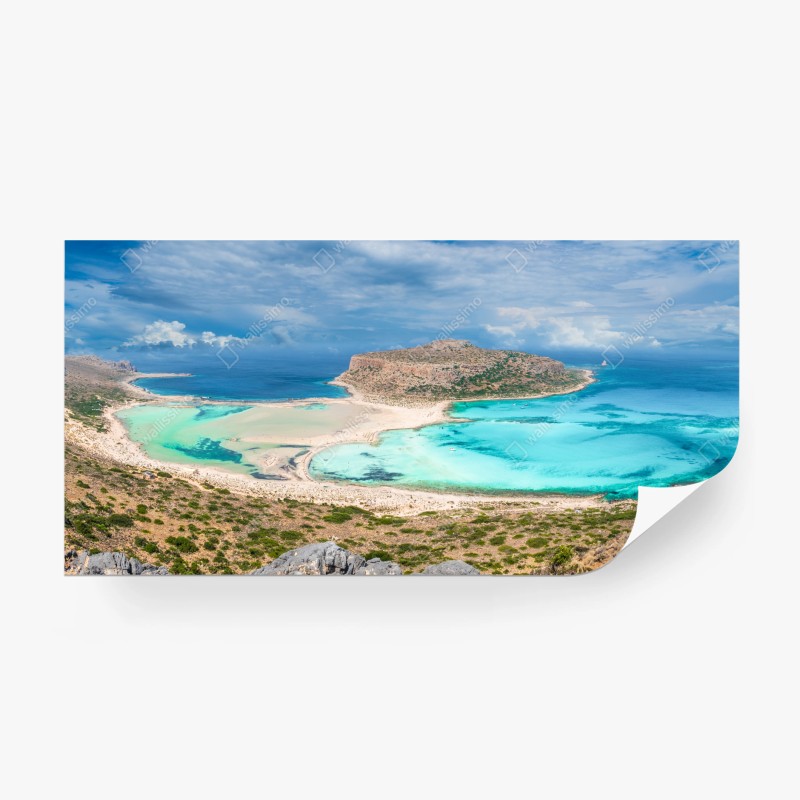 Carta da parati panorama incantevole della laguna di Balos e dell'isola di Gramvousa, Creta