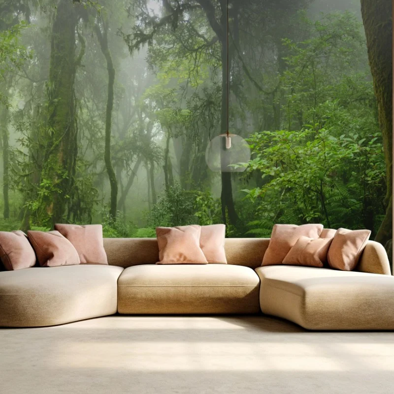 Carta da parati foresta pluviale nebbiosa