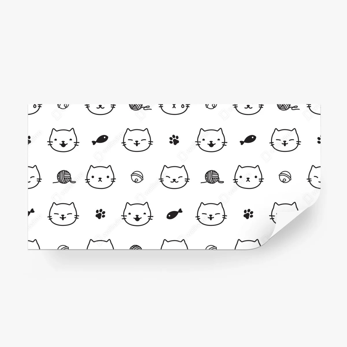Carta da parati pattern gatti giocosi in bianco e nero • Wallissimo®