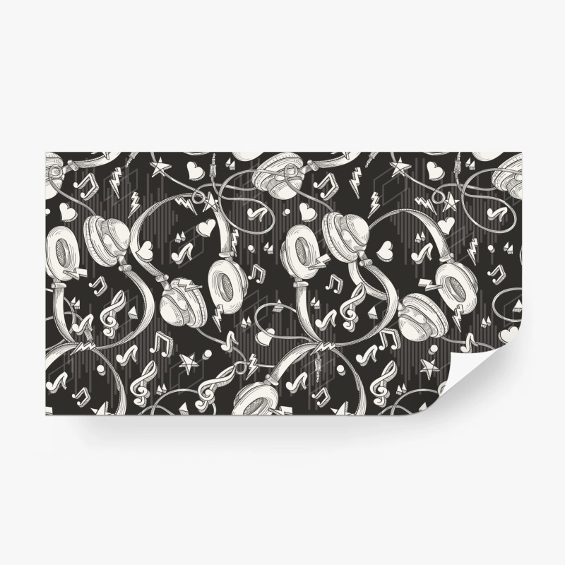 Carta da parati vibes musicali: pattern di cuffie e note