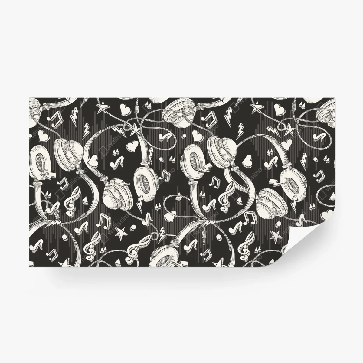 Carta da parati vibes musicali: pattern di cuffie e note • Wallissimo® Carta da parati vibes musicali: pattern di cuffie e note • Wallissimo®