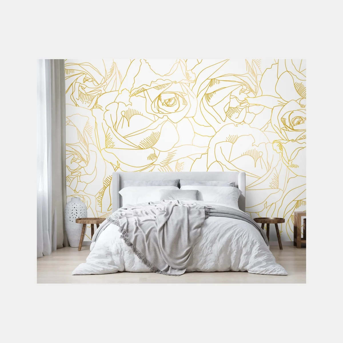 Carta da parati bouquet di rose dorate • Wallissimo® Carta da parati bouquet di rose dorate • Wallissimo®