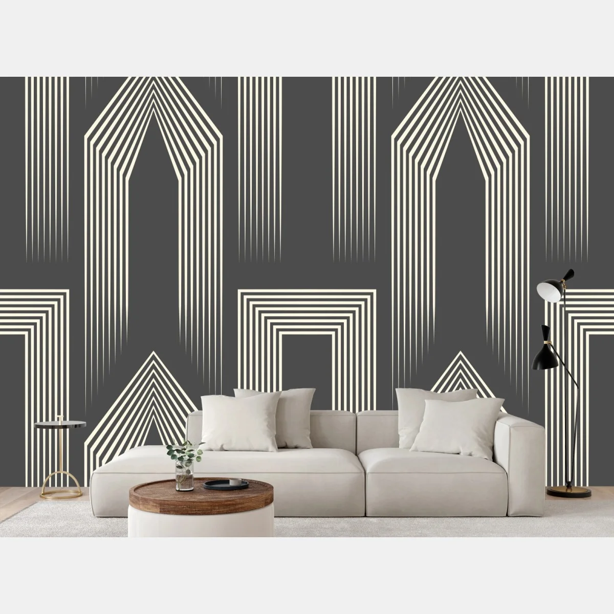 Carta da parati motivo geometrico celtico in bianco e grigio • Wallissimo® Carta da parati motivo geometrico celtico in bianco e grigio • Wallissimo®