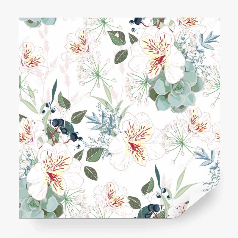 Carta da parati design floreale botanico in toni pastello