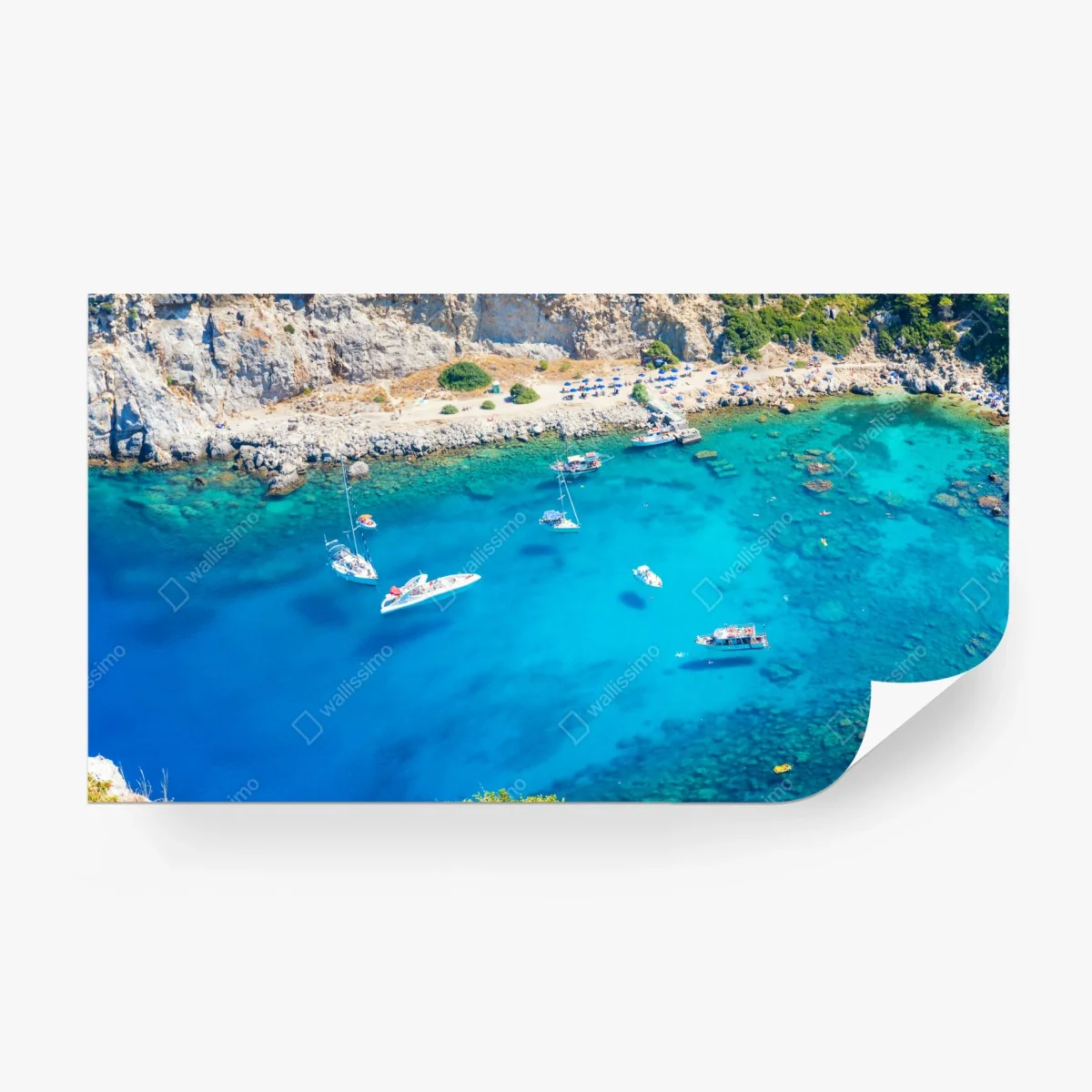 Carta da parati panorama aereo della baia di Anthony Quinn a Rodi • Wallissimo®