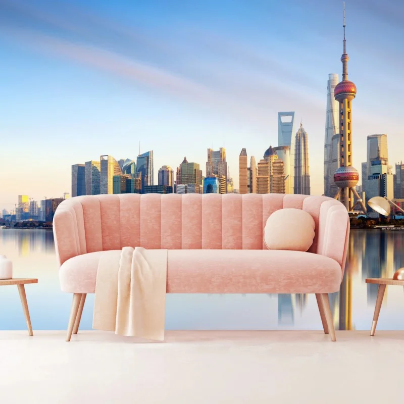 Carta da parati skyline di Shanghai all'alba