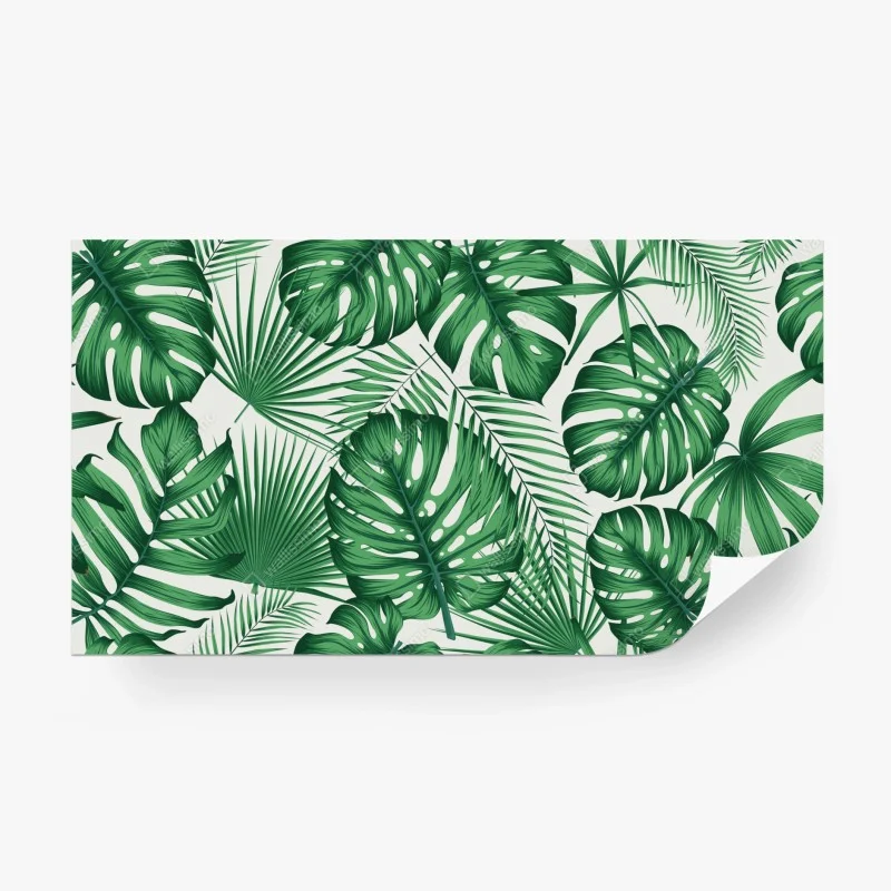 Carta da parati motivo tropicale di foglie verdi