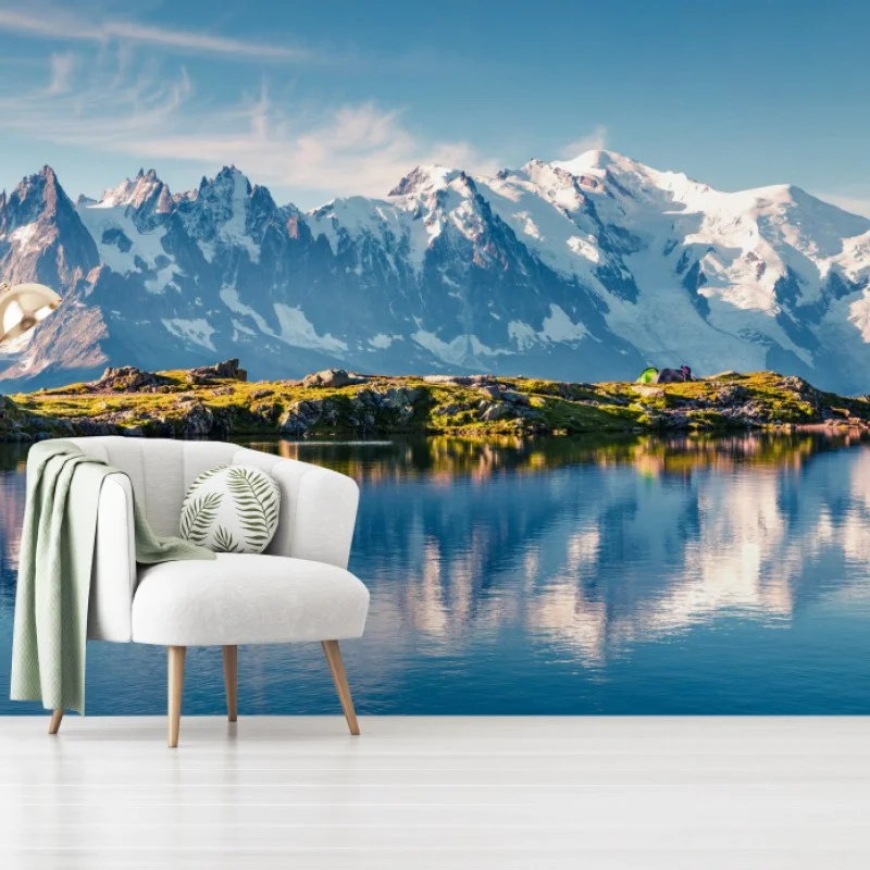 Carta da parati riflessi sul Lac Blanc con Monte Bianco