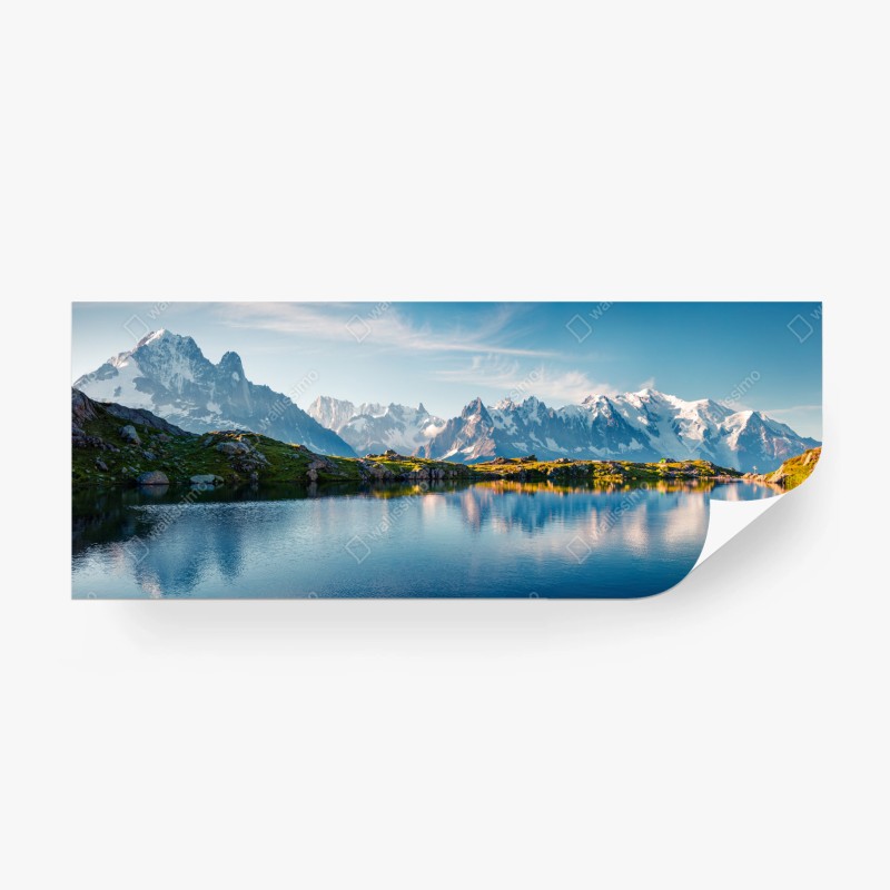Carta da parati panorama alpino: riflessi sul Lac Blanc e Monte Bianco