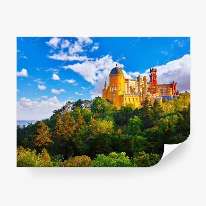 Carta da parati castello colorato di Sintra sulla collina