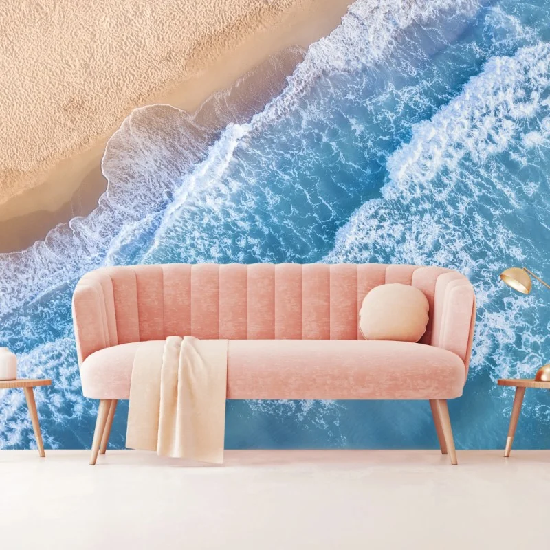 Carta da parati onde azzurre sulla spiaggia
