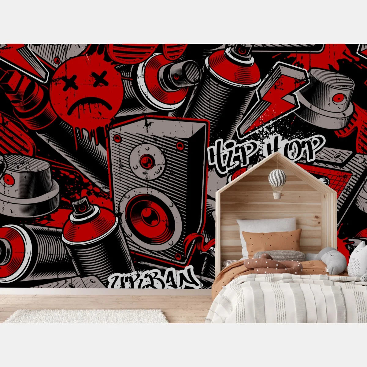 Carta da parati murale urbano graffiti e hip hop in rosso e nero • Wallissimo® Carta da parati murale urbano graffiti e hip hop in rosso e nero • Wallissimo®