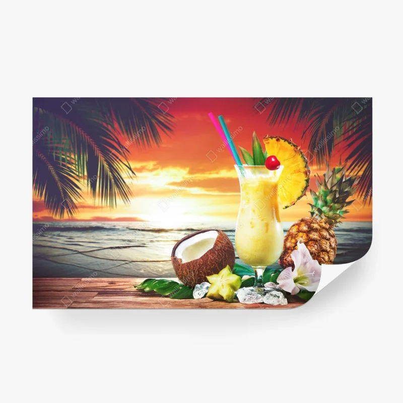Carta da parati tramonto tropicale con pina colada