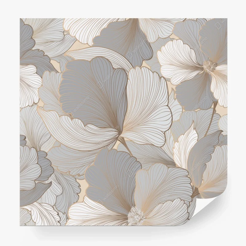 Carta da parati motivo floreale elegante in toni neutri