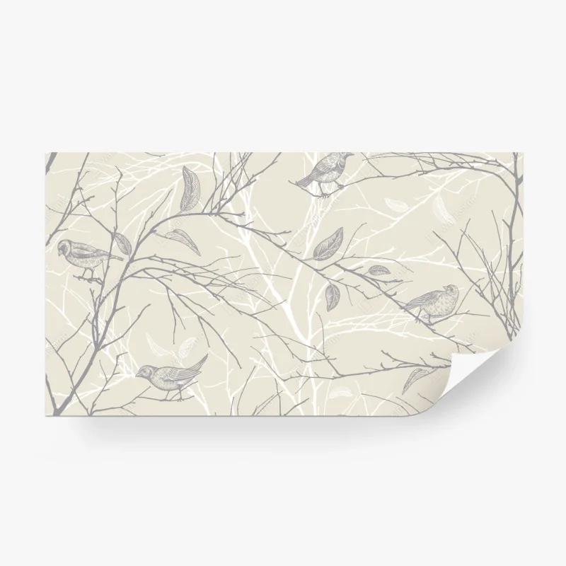 Carta da parati motivo delicato di uccelli e rami