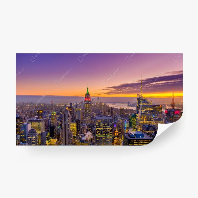Carta da parati panorama urbano di New York al tramonto