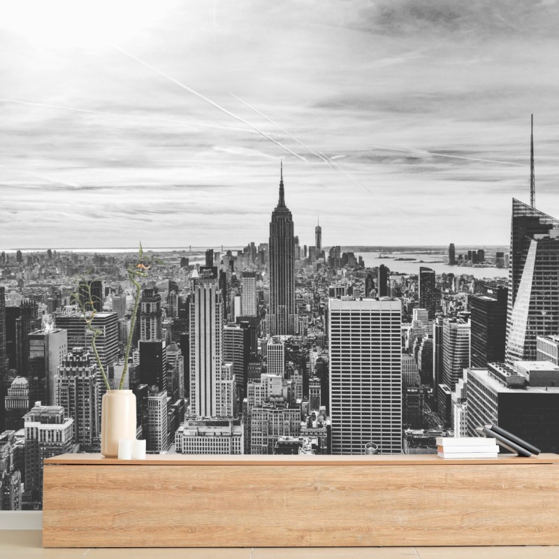Carta da parati skyline di New York in bianco e nero