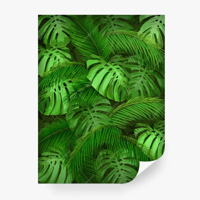 Carta da parati motivo tropicale di foglie di monstera e palma