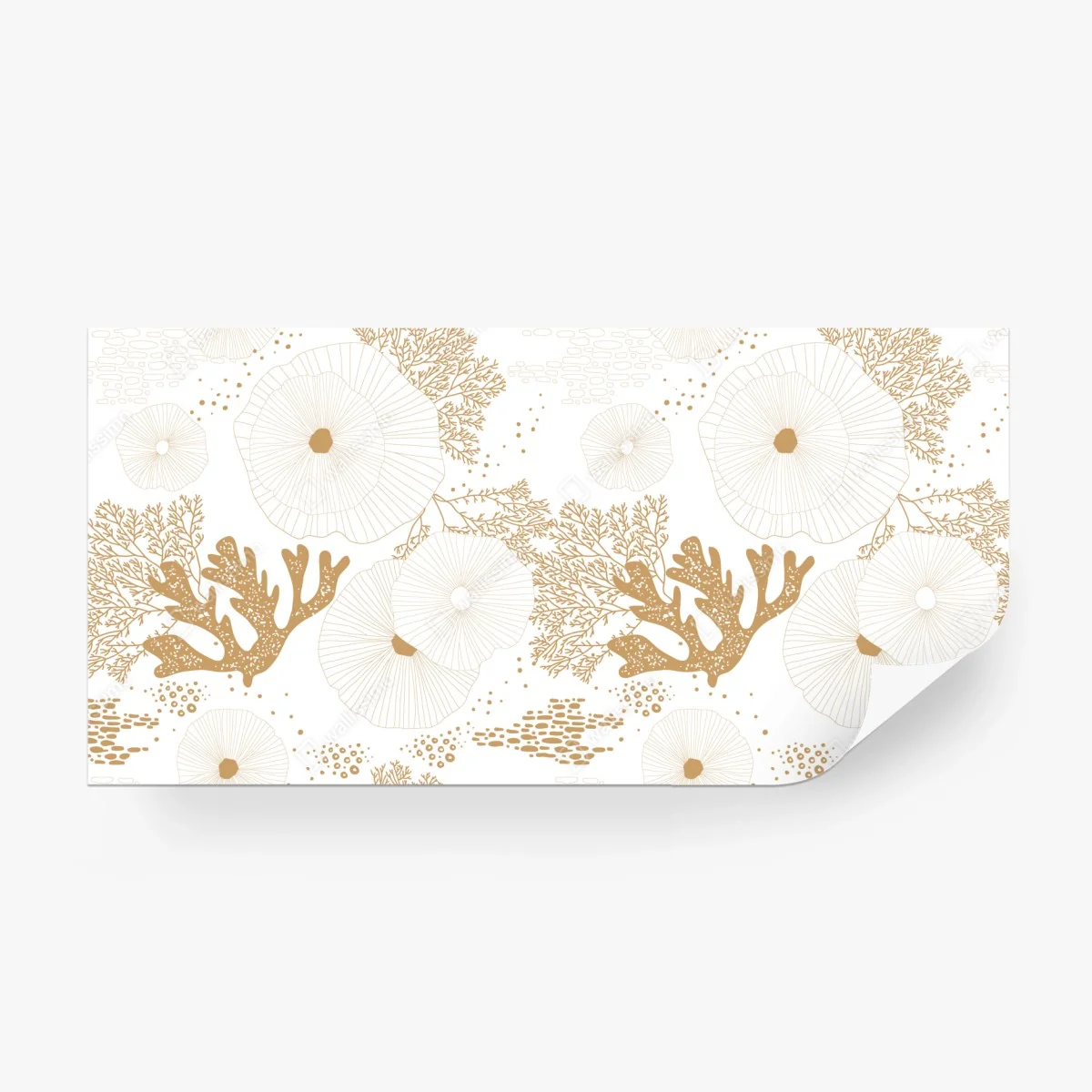 Carta da parati coralli e anemoni dorati su sfondo bianco • Wallissimo® Carta da parati coralli e anemoni dorati su sfondo bianco • Wallissimo®