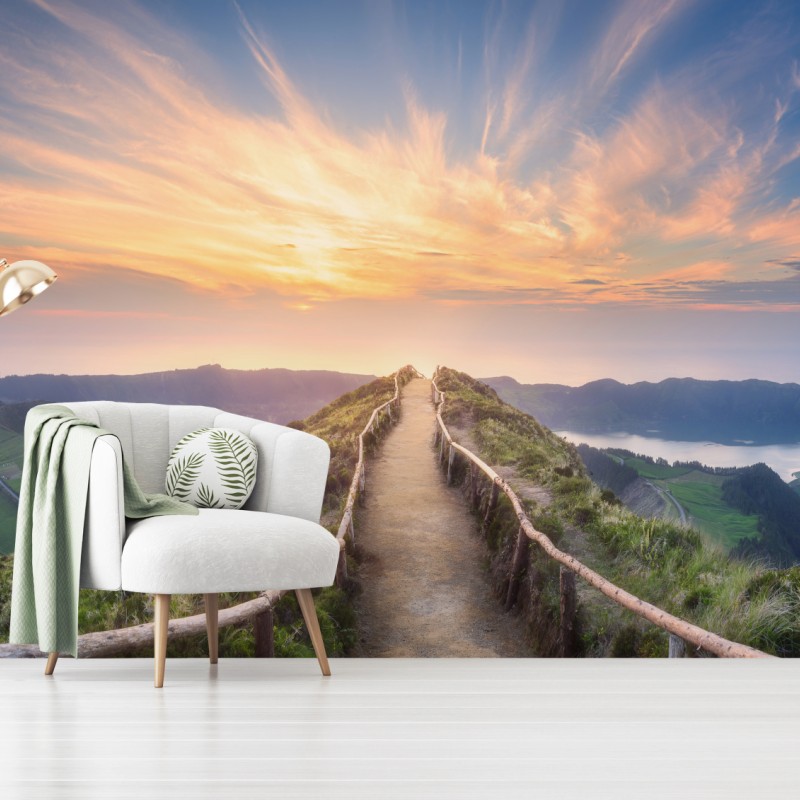 Carta da parati sentiero verso l'orizzonte al tramonto
