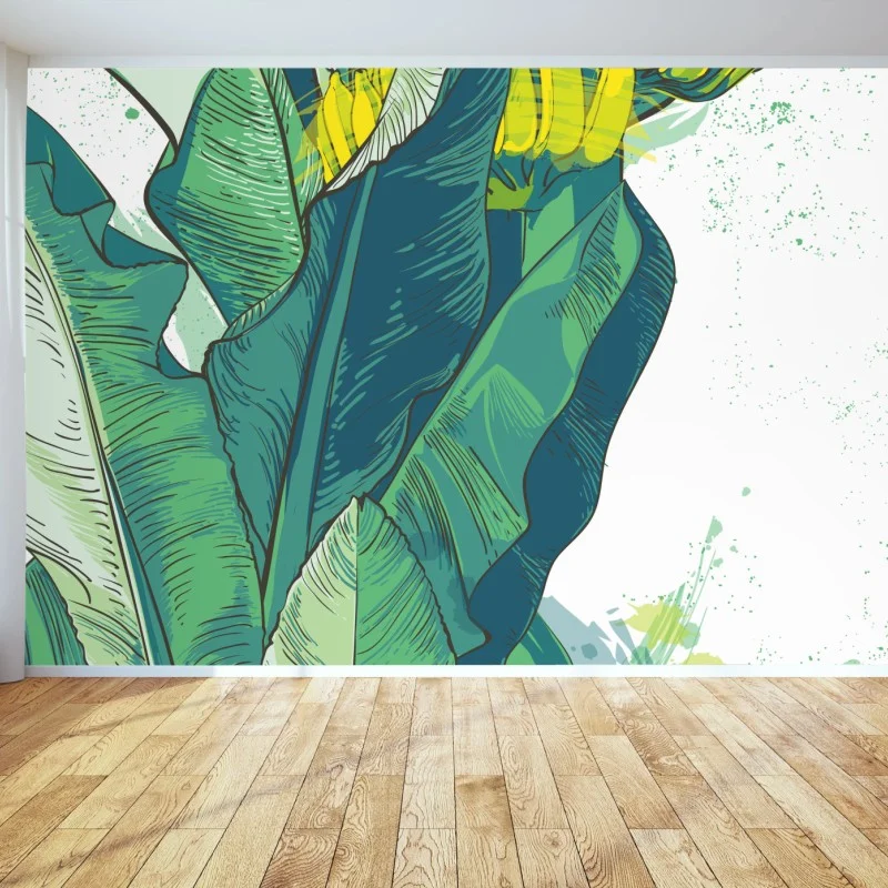 Carta da parati oasi di banane e foglie tropicali