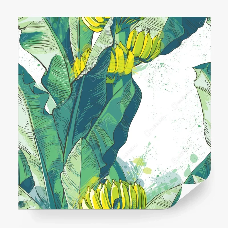 Carta da parati oasi di banane e foglie tropicali