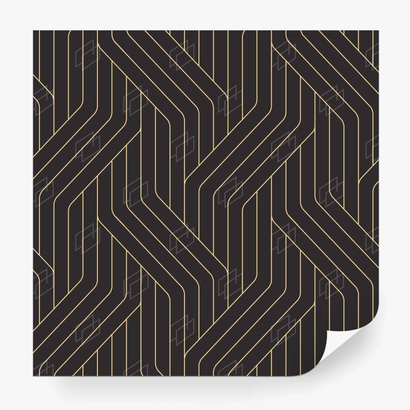Carta da parati motivo geometrico art déco in nero e oro