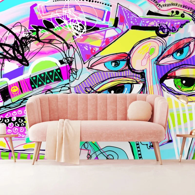 Carta da parati volto astratto cromatico