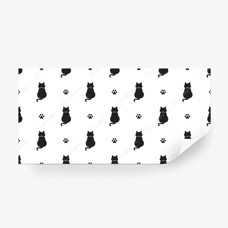 Carta da parati motivo gatti minimal in bianco e nero