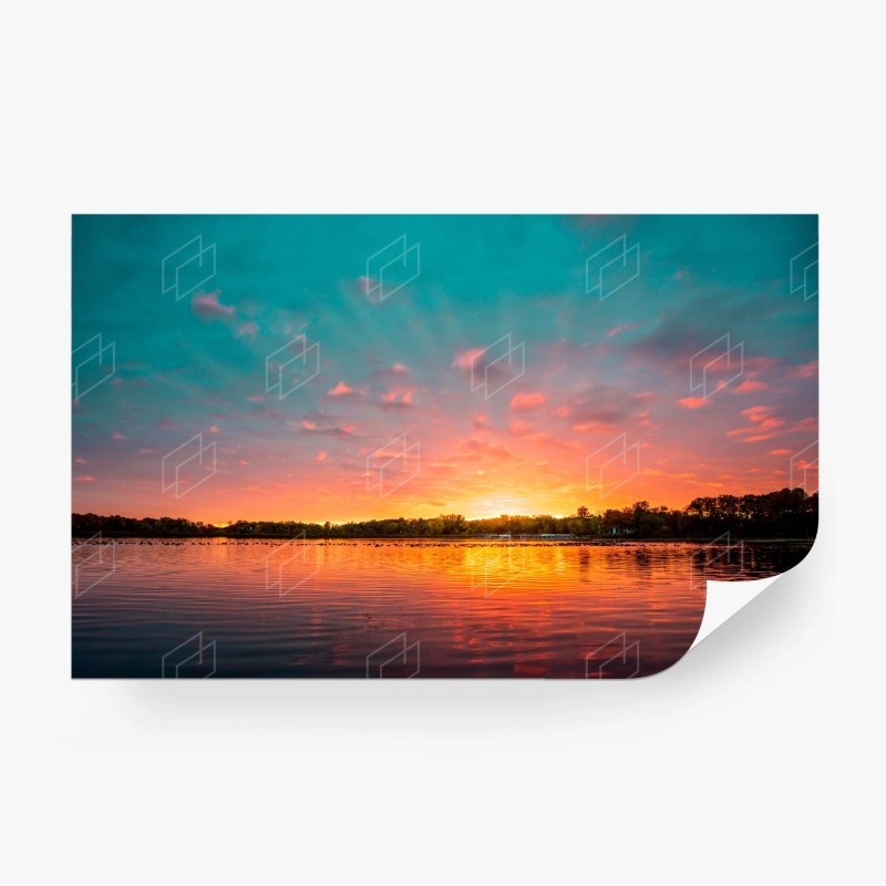 Carta da parati tramonto vibrante sul lago