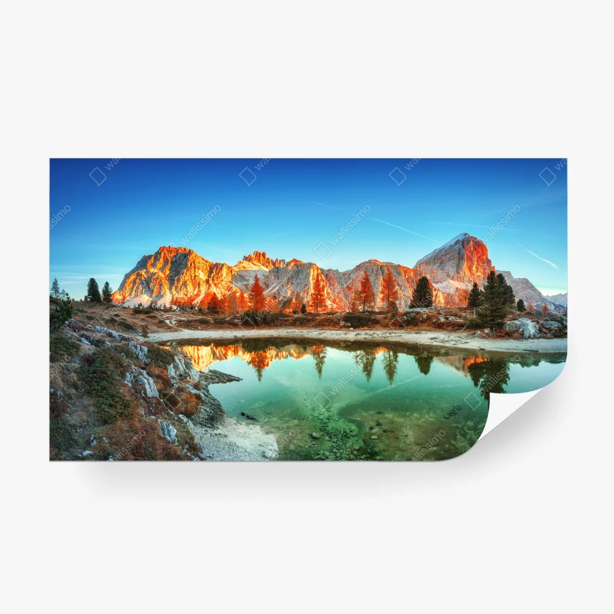 Carta da parati tramonto sulle montagne con lago riflettente • Wallissimo® Carta da parati tramonto sulle montagne con lago riflettente • Wallissimo®