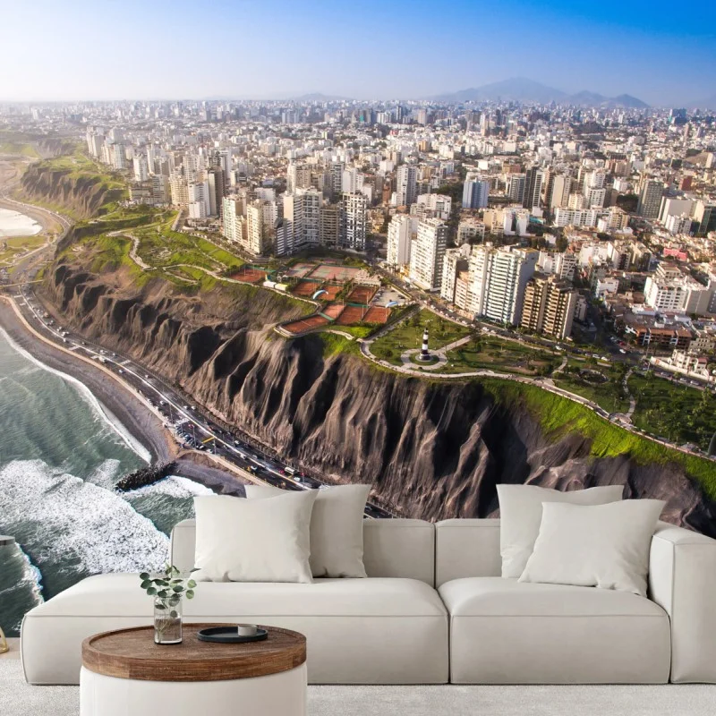 Carta da parati panorama costiero di Miraflores, Lima