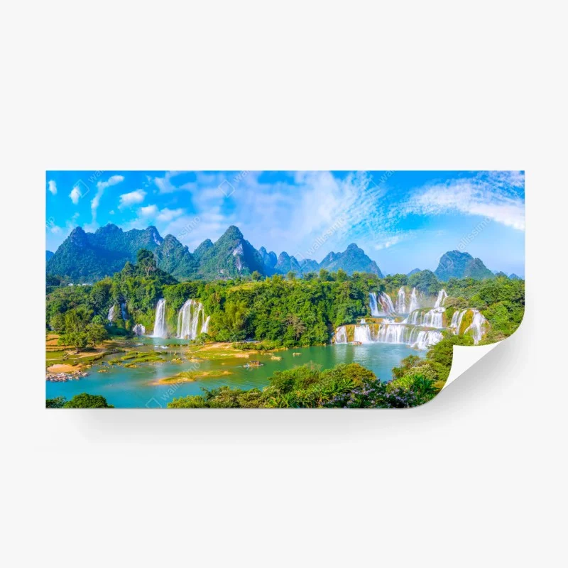 Carta da parati paesaggio di cascate tra montagne carsiche