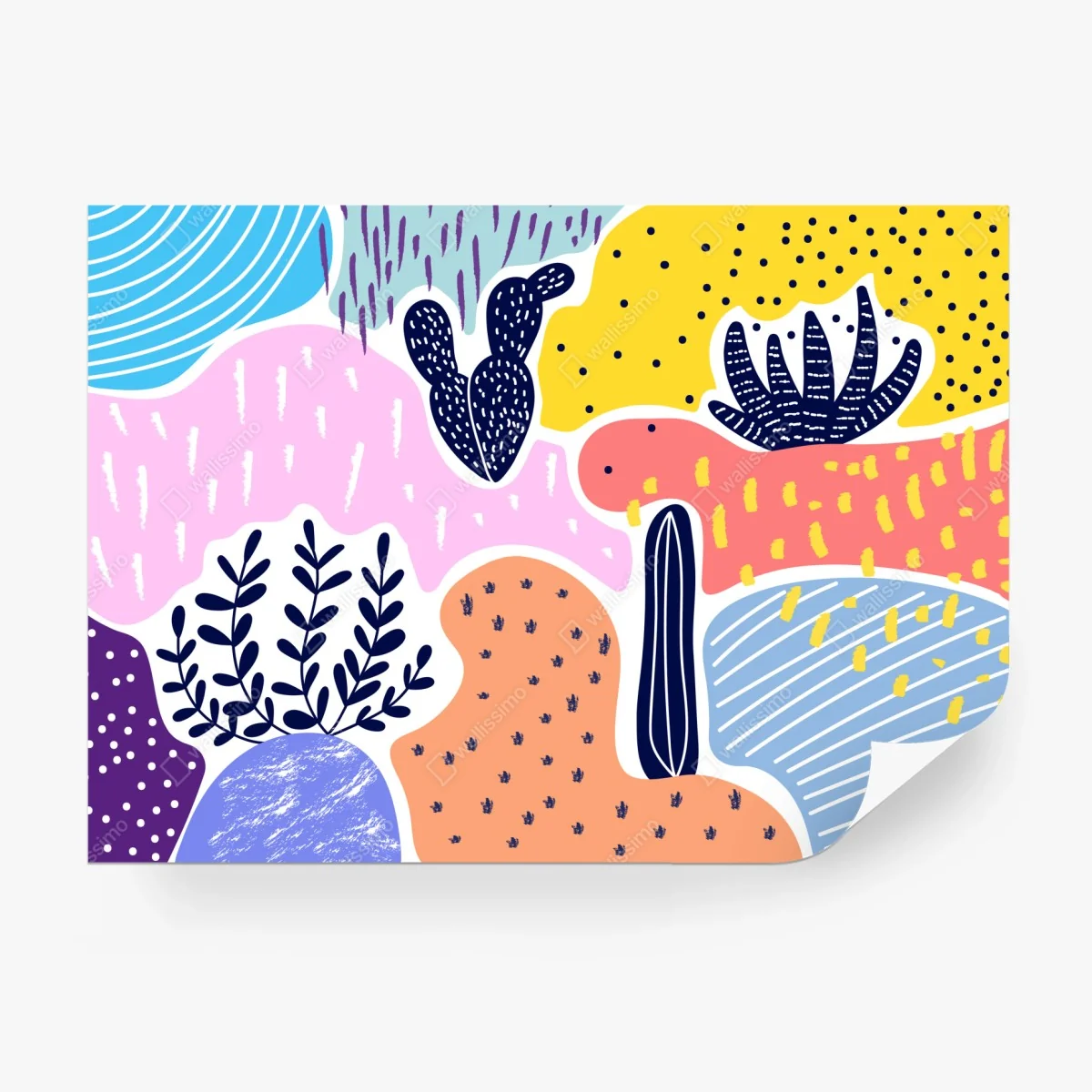 Carta da parati giardino astratto di cactus e piante • Wallissimo® Carta da parati giardino astratto di cactus e piante • Wallissimo®