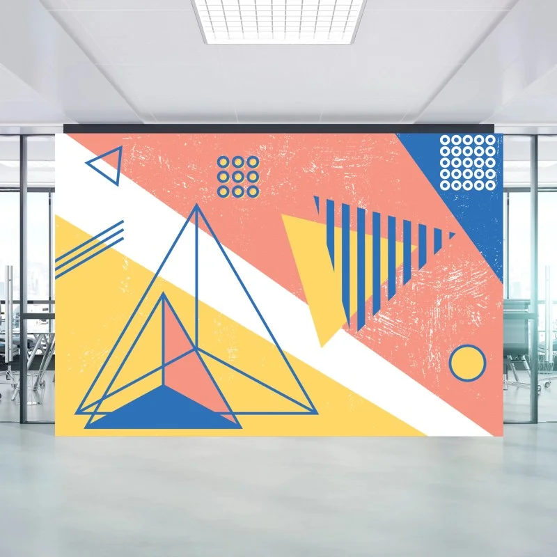 Carta da parati composizione geometrica in stile memphis