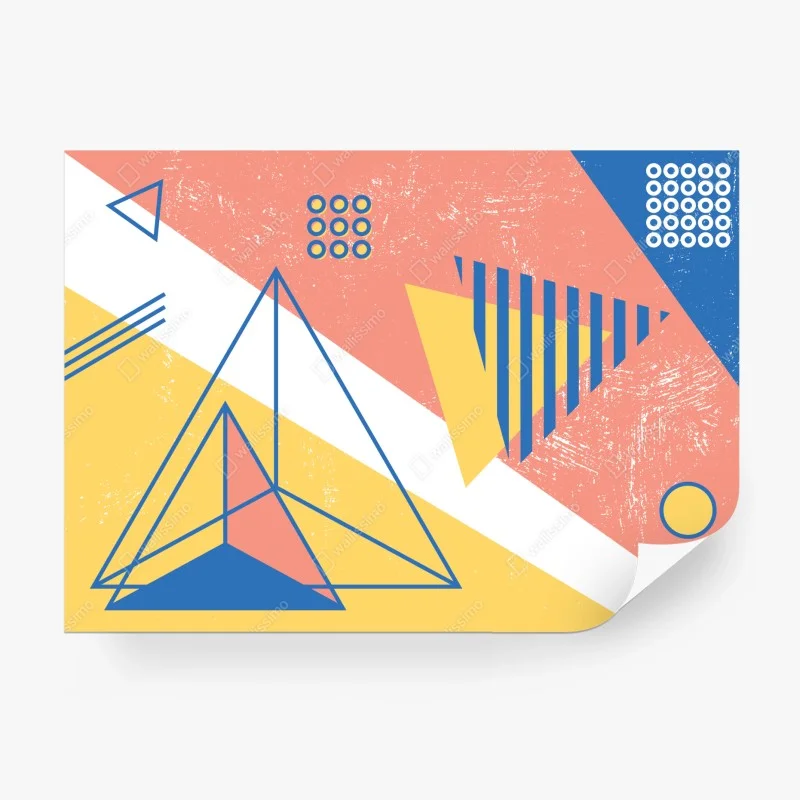 Carta da parati composizione geometrica in stile memphis