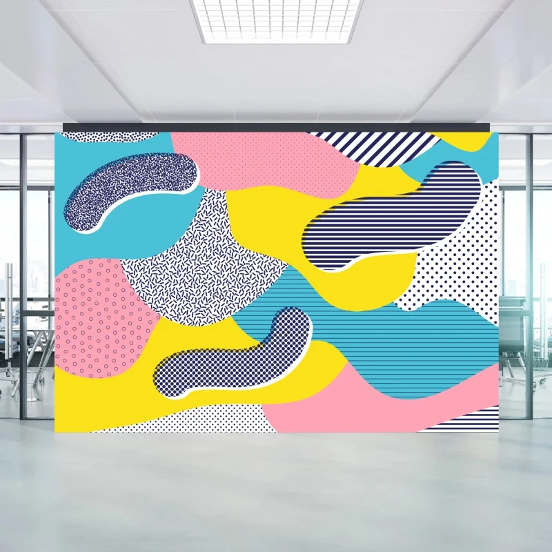 Carta da parati composizione astratta stile memphis colorata