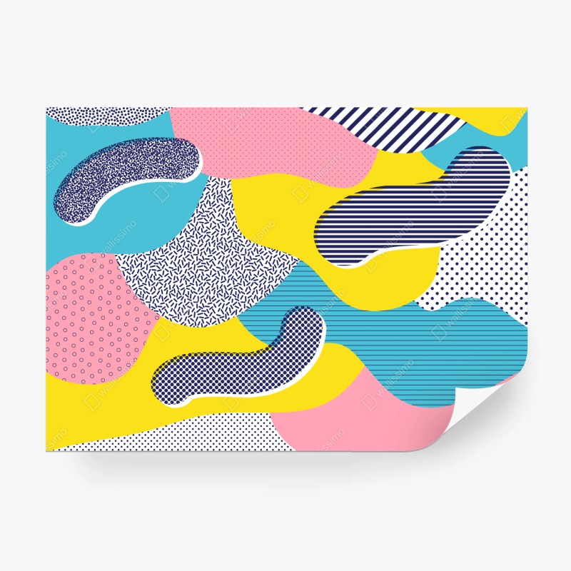 Carta da parati composizione astratta stile memphis colorata