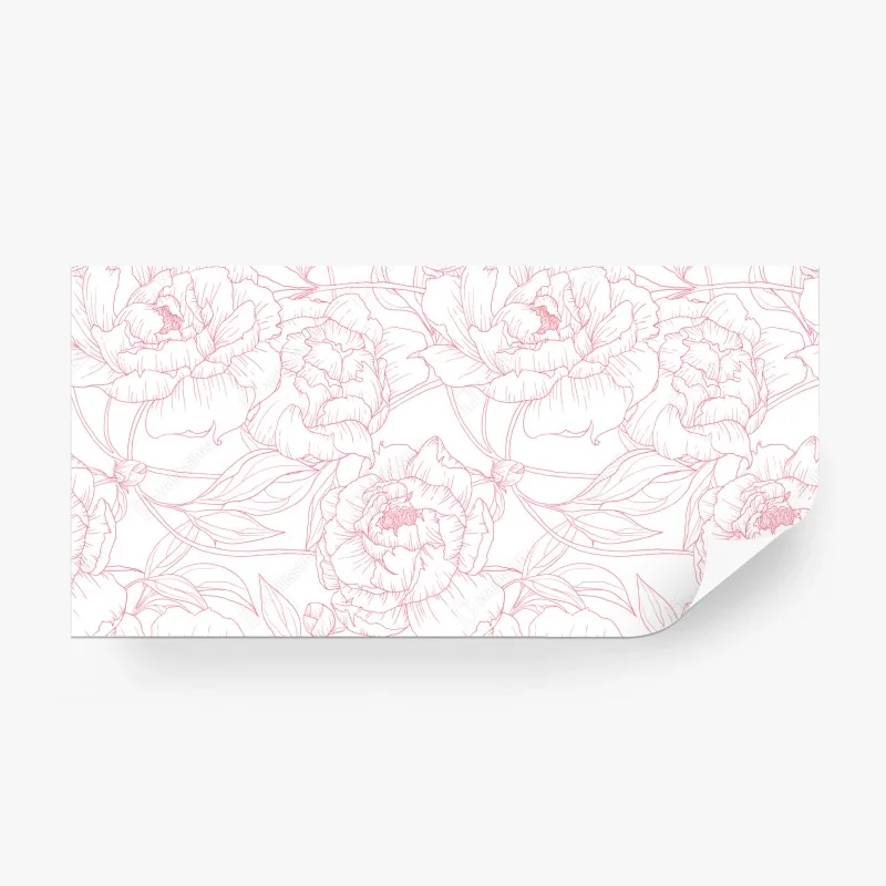 Carta da parati motivo floreale di peonie rosa su sfondo bianco