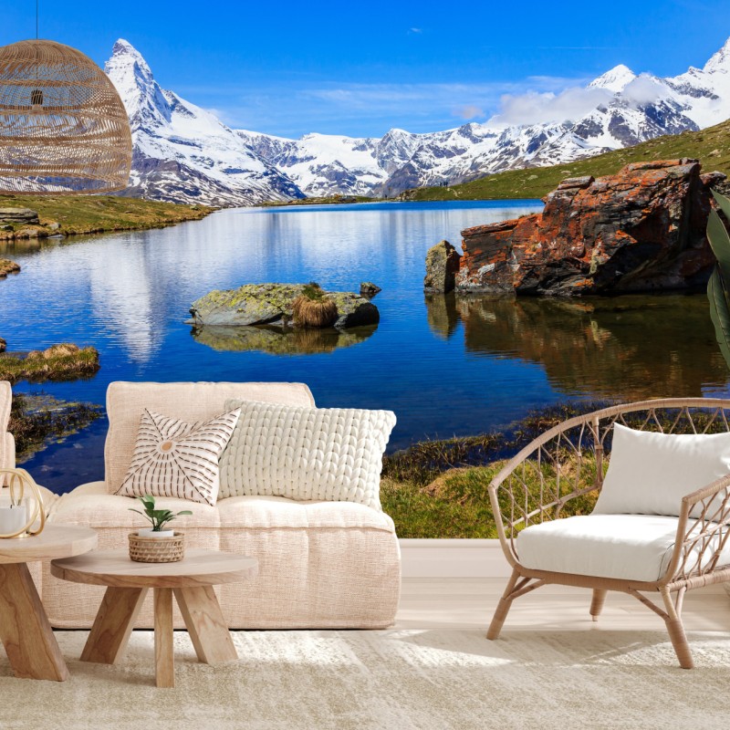 Carta da parati riflessi del Cervino sullo Stellisee