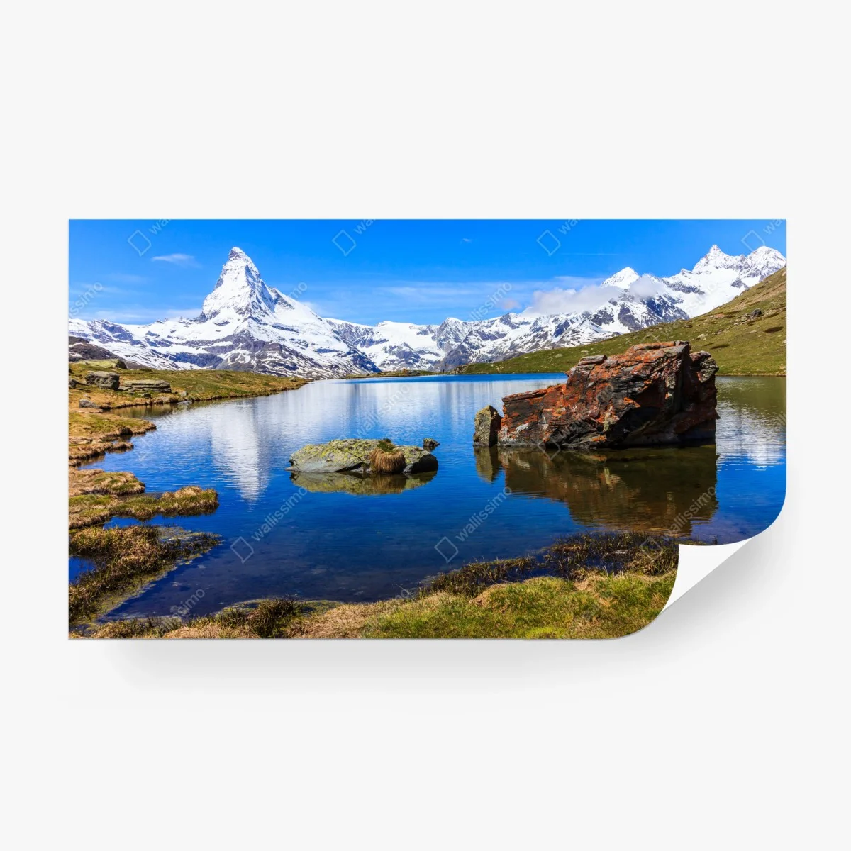 Carta da parati riflessi del Cervino sullo Stellisee • Wallissimo®